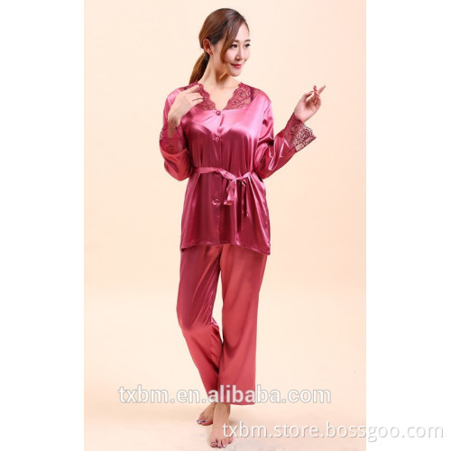 2016 Luxury 100% silk pajama nightwear